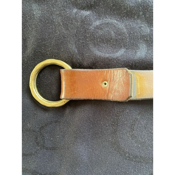 Vintage 60’s/70’s Leather Belt With Double Solid Brass Buckle. Daisy Cutout. OS. - Picture 8 of 15